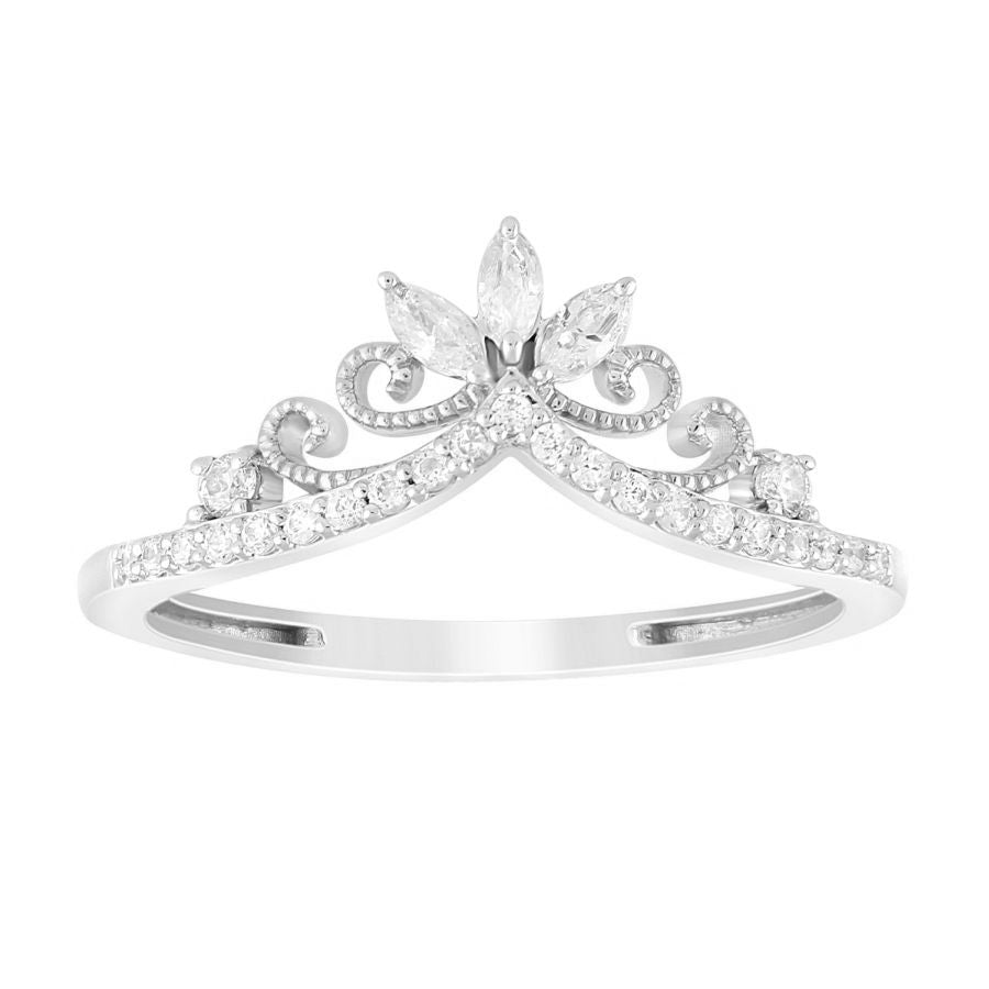 LADIES RING 0.25CT ROUND/MARQUISE DIAMOND 14K WHITE GOLD