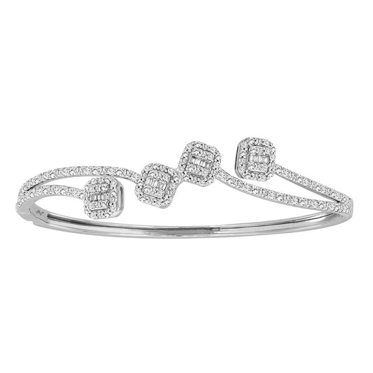 LADIES  BANGLE 1.50CT ROUND/BAGUETTE DIAMOND 14K WHITE GOLD