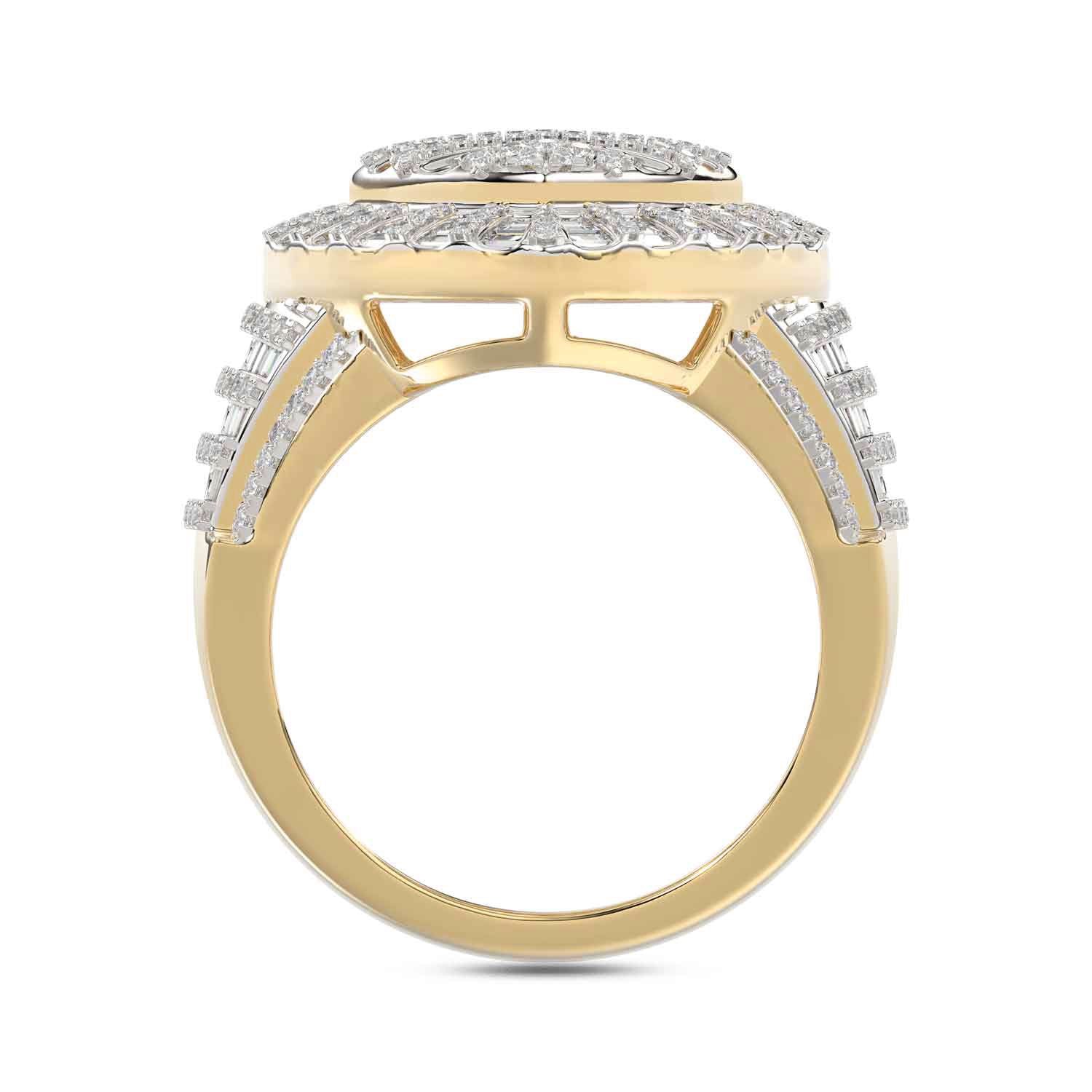 LADIES RING 1.00CT ROUND/BAGUETTE DIAMOND 10K YELLOW GOLD