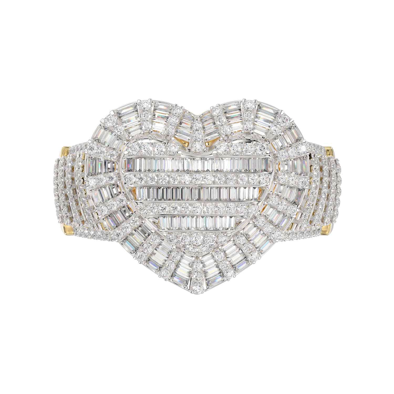 LADIES RING 1.00CT ROUND/BAGUETTE DIAMOND 10K YELLOW GOLD