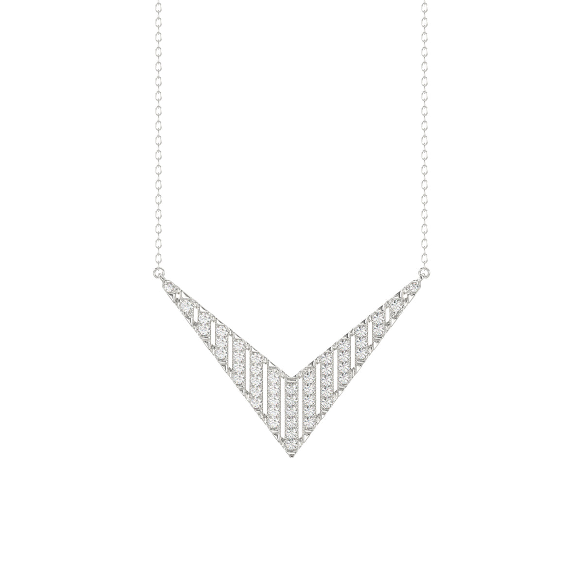 LADIES NECKLACE 0.33CT ROUND DIAMOND 14K WHITE GOLD