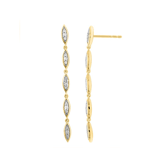 LADIES  EARRINGS 0.20CT ROUND DIAMOND 14K YELLOW GOLD