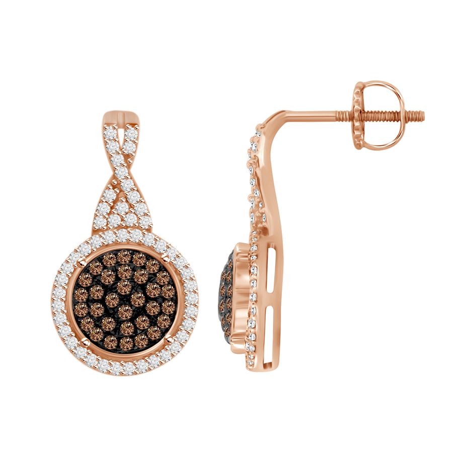 LADIES EARRINGS 0.50CT ROUND DIAMOND 14K ROSE GOLD