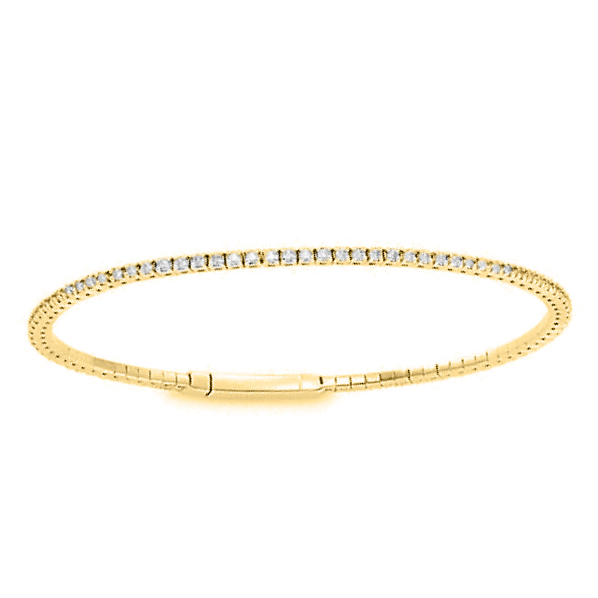 LADIES SEMI MOUNT TENNIS FLEXIBLE BANGLE 1.50CT ROUND DIAMOND 14K YELLOW GOLD