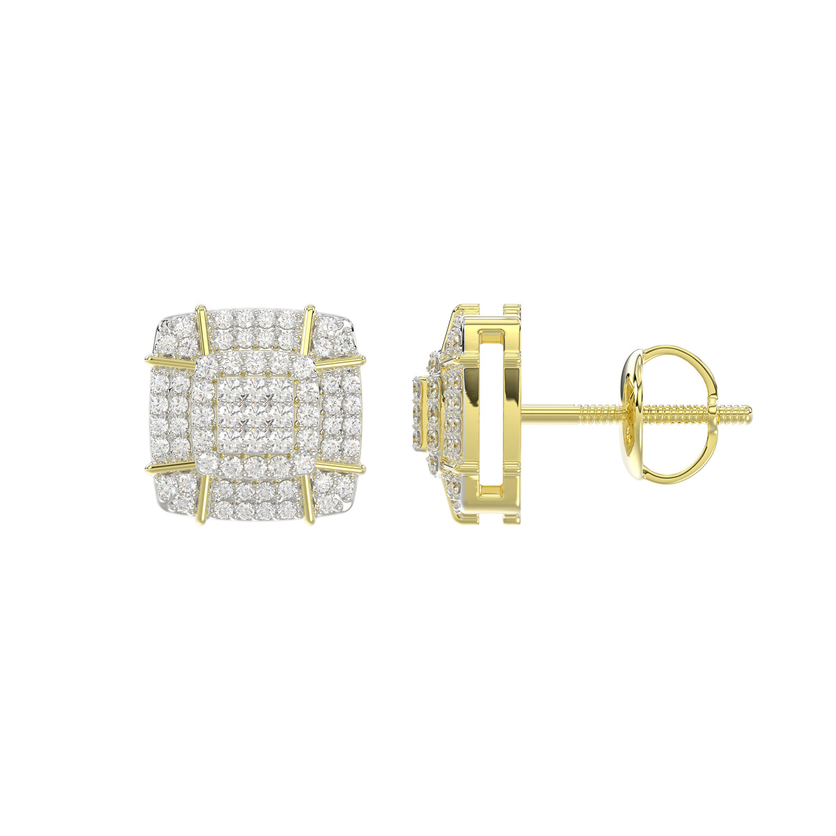 LADIES  EARRINGS 0.33CT ROUND DIAMOND 10K YELLOW GOLD