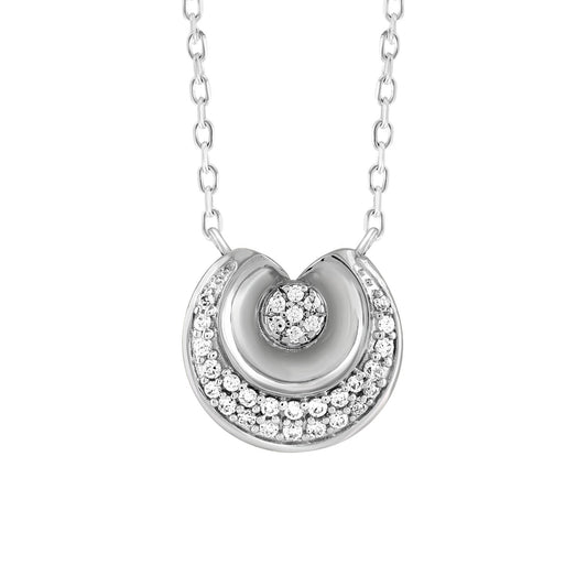 LADIES NECKLACE 0.10CT ROUND DIAMOND 10K WHITE GOLD