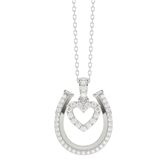 LADIES PENDANT WITH CHAIN 0.25CT ROUND DIAMOND 14K WHITE GOLD