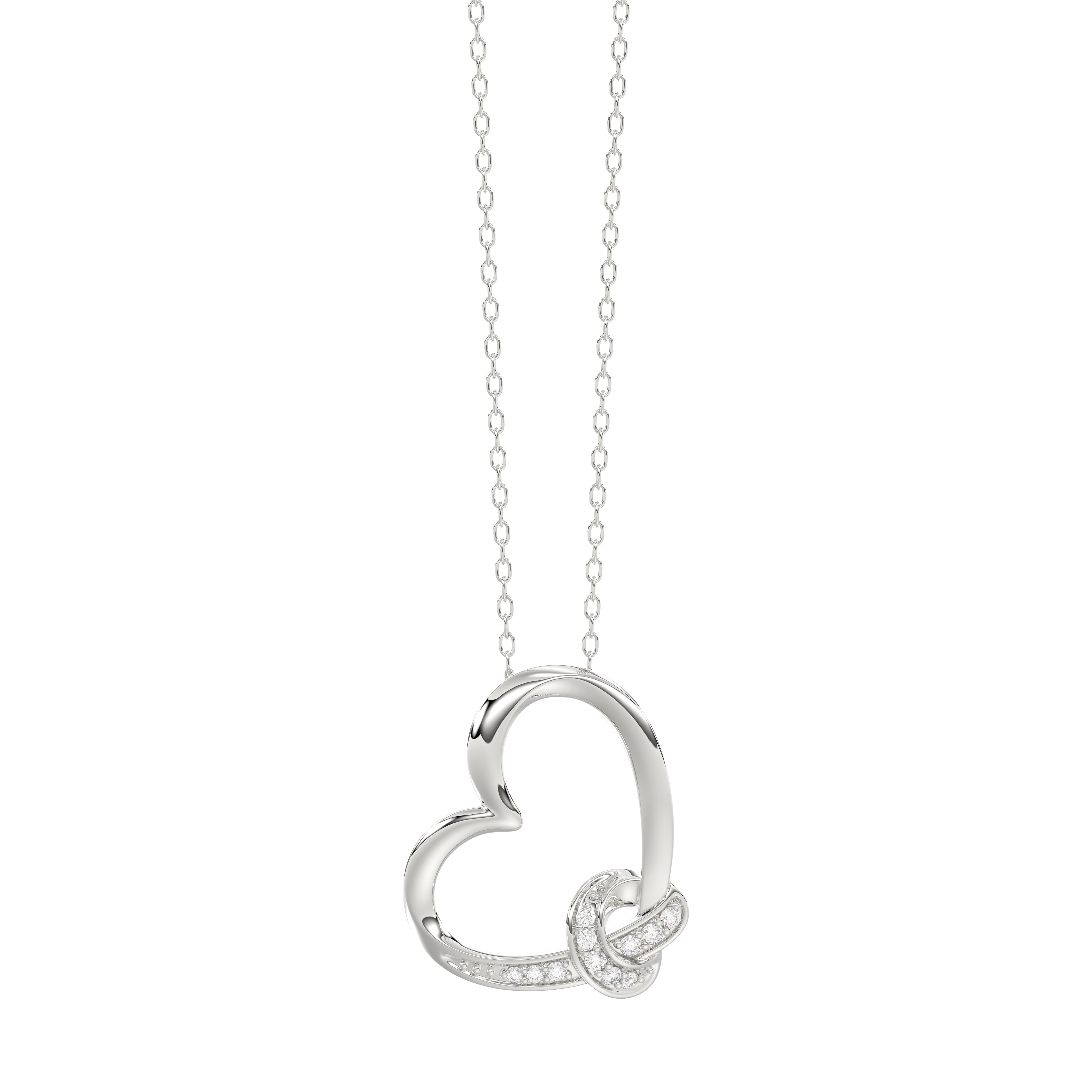 LADIES PENDANT 0.10CT ROUND DIAMOND 10K WHITE GOLD
