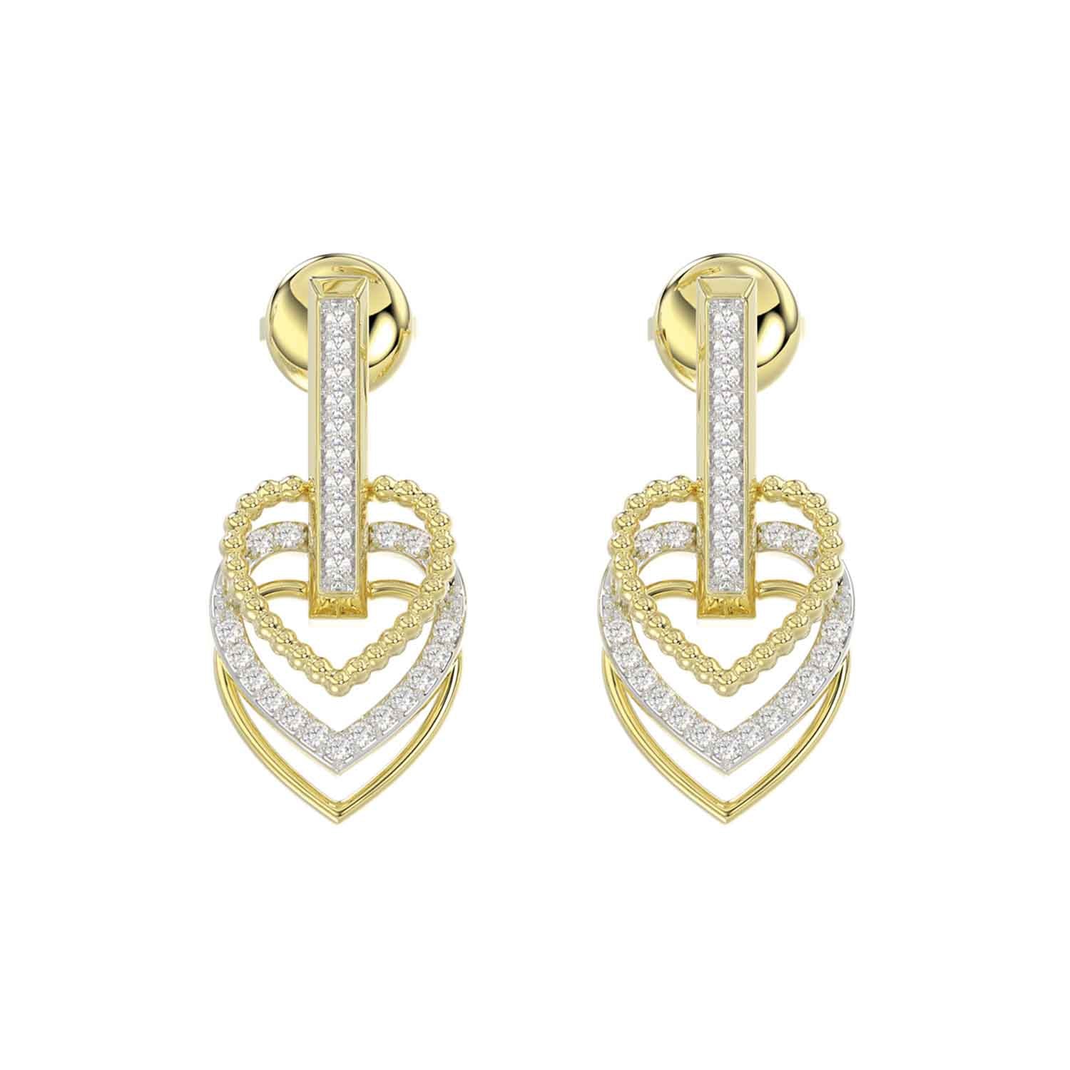 LADIES EARRINGS 0.25CT ROUND DIAMOND 14K YELLOW GOLD