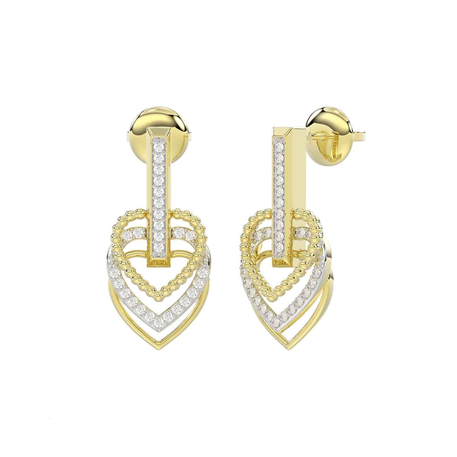 LADIES EARRINGS 0.25CT ROUND DIAMOND 14K YELLOW GOLD