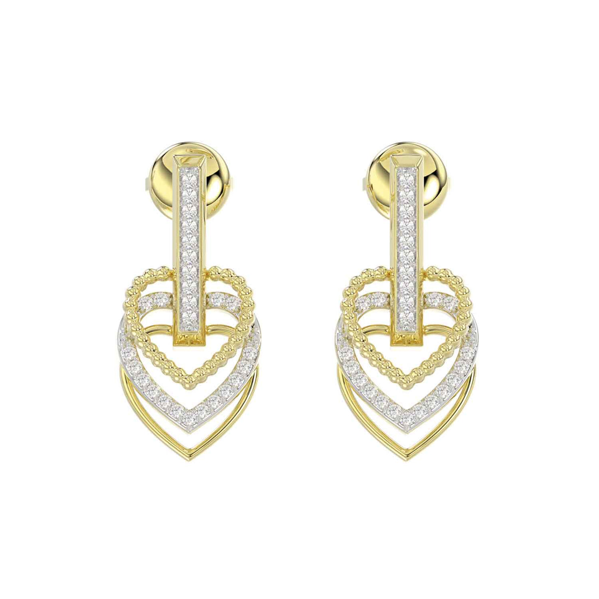 LADIES EARRINGS 0.25CT ROUND DIAMOND 14K YELLOW GOLD