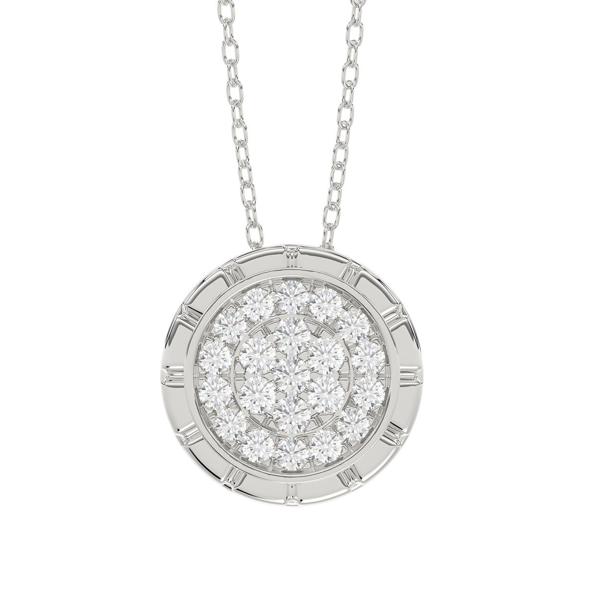 LADIES PENDANT WITH CHAIN 0.20CT ROUND DIAMOND 14K WHITE GOLD