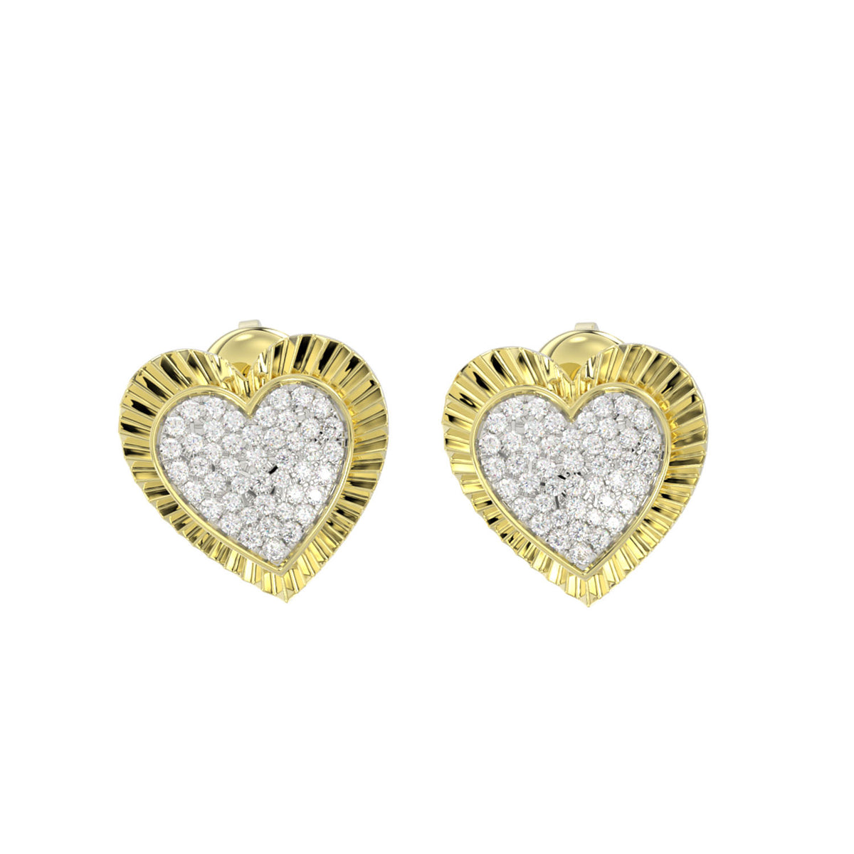 LADIES EARRING 0.25CT ROUND DIAMOND 14K YELLOW GOLD