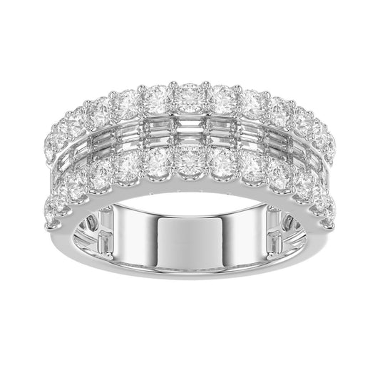 LADIES BAND 1.00CT ROUND/BAGUETTE DIAMOND 14K WHITE GOLD