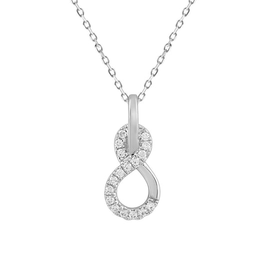 LADIES PENDANT WITH CHAIN 0.13CT ROUND DIAMOND 10K WHITE GOLD