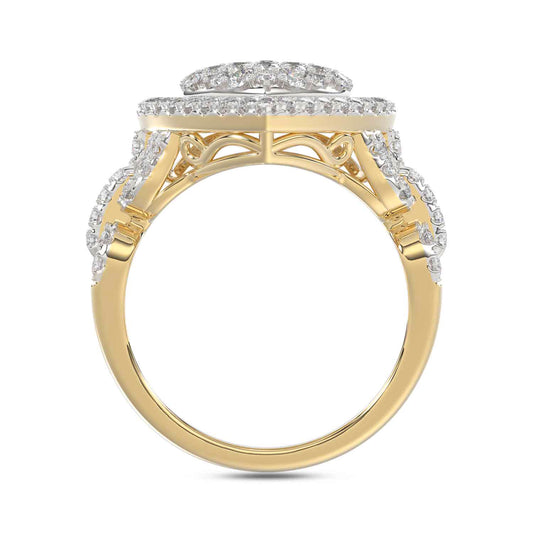 LADIES RING 1.00CT ROUND/BAGUETTE DIAMOND 10K YELLOW GOLD