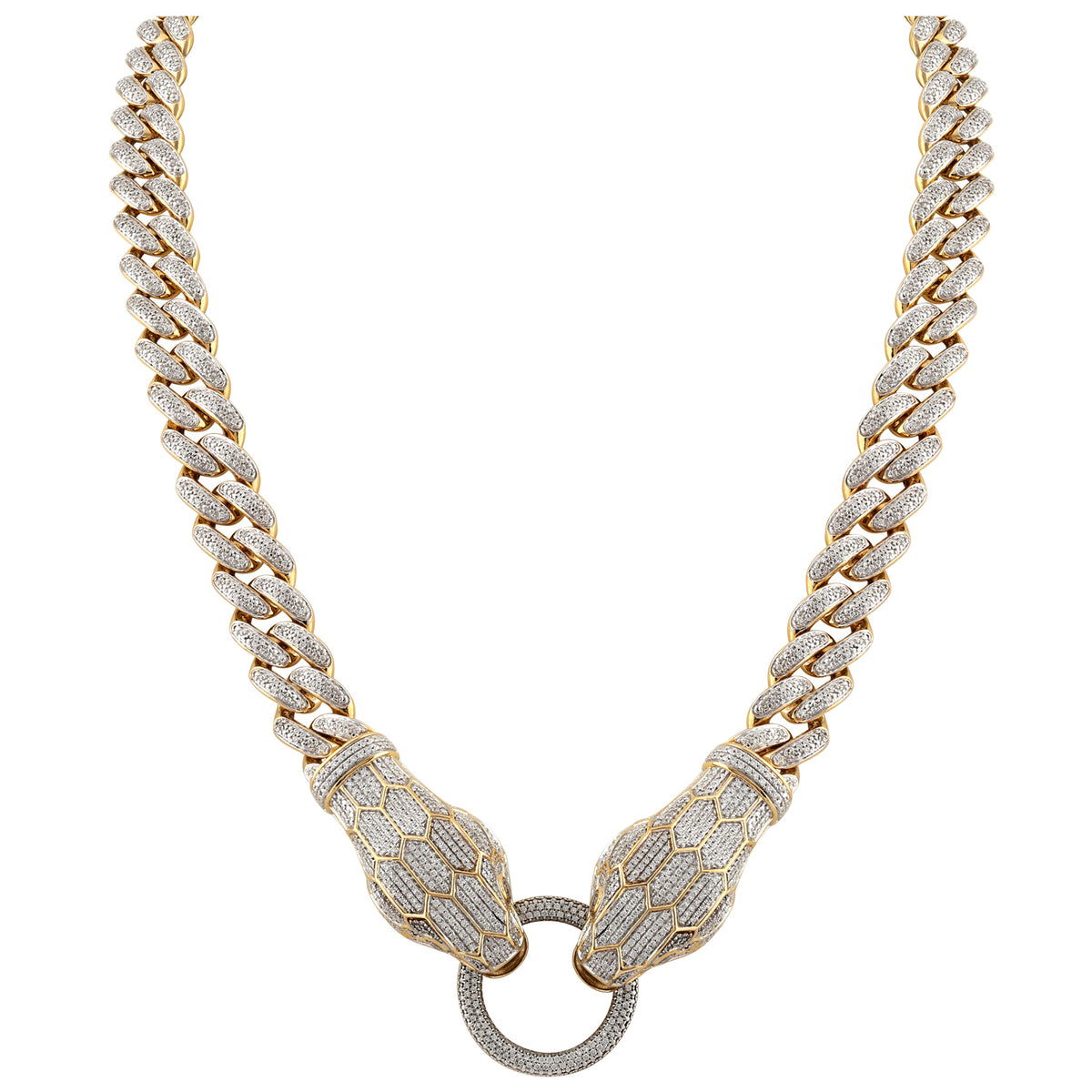 MEN'S NECKLACE 3.65CT ROUND DIAMOND 10K YELLOW GOLD