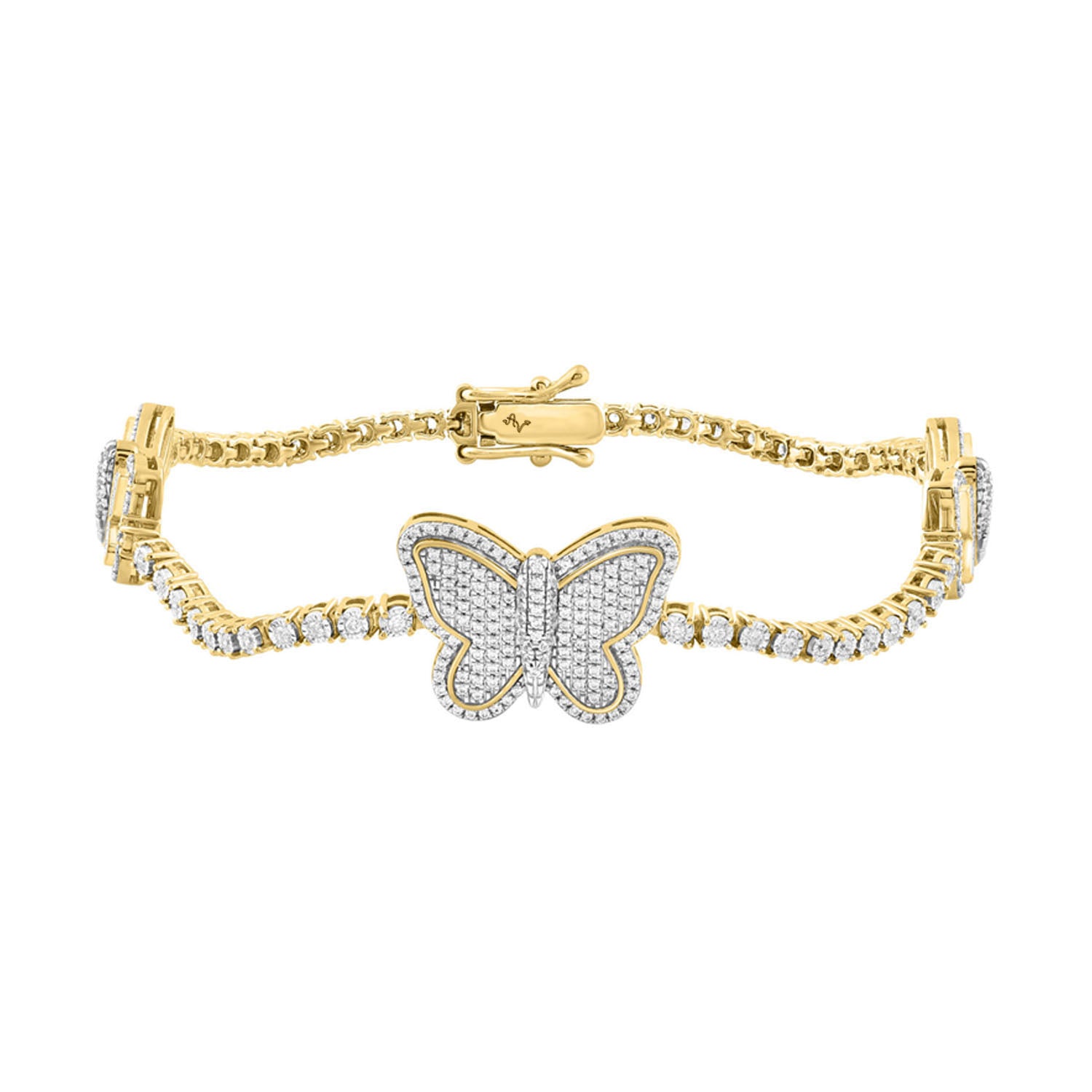 LADIES BRACELET 1.00CT ROUND DIAMOND 10K YELLOW GOLD