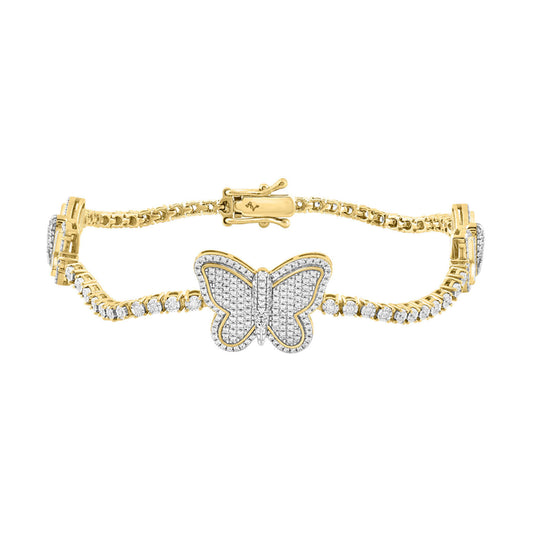 LADIES BRACELET 1.00CT ROUND DIAMOND 10K YELLOW GOLD