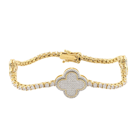 LADIES BRACELET 1.00CT ROUND DIAMOND 10K YELLOW GOLD