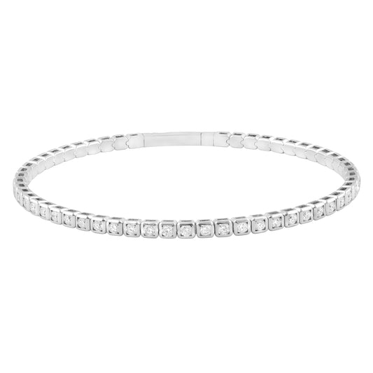 LADIES BANGLE 2.00CT ROUND DIAMOND 14K WHITE GOLD