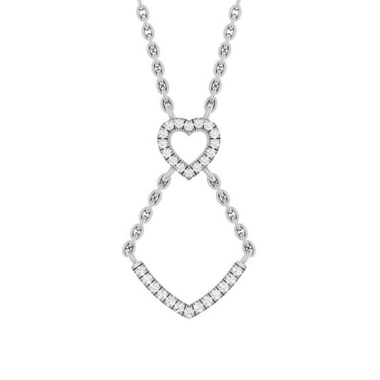 LADIES PENDANT WITH CHAIN 0.16CT ROUND DIAMOND 14K WHITE GOLD