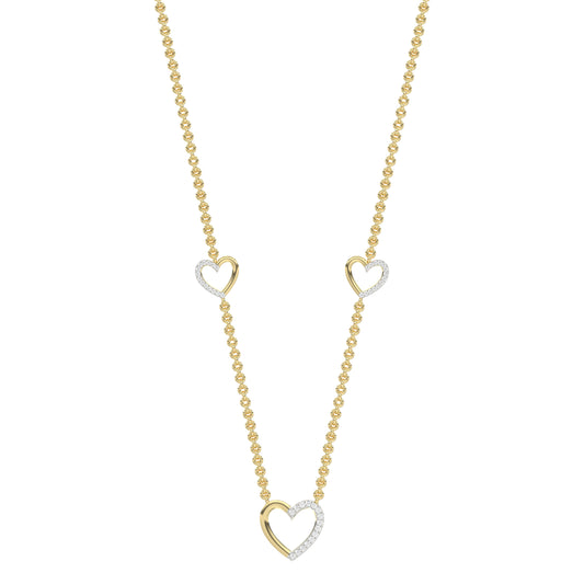 LADIES NECKLACE 0.20CT ROUND DIAMOND 14K YELLOW GOLD