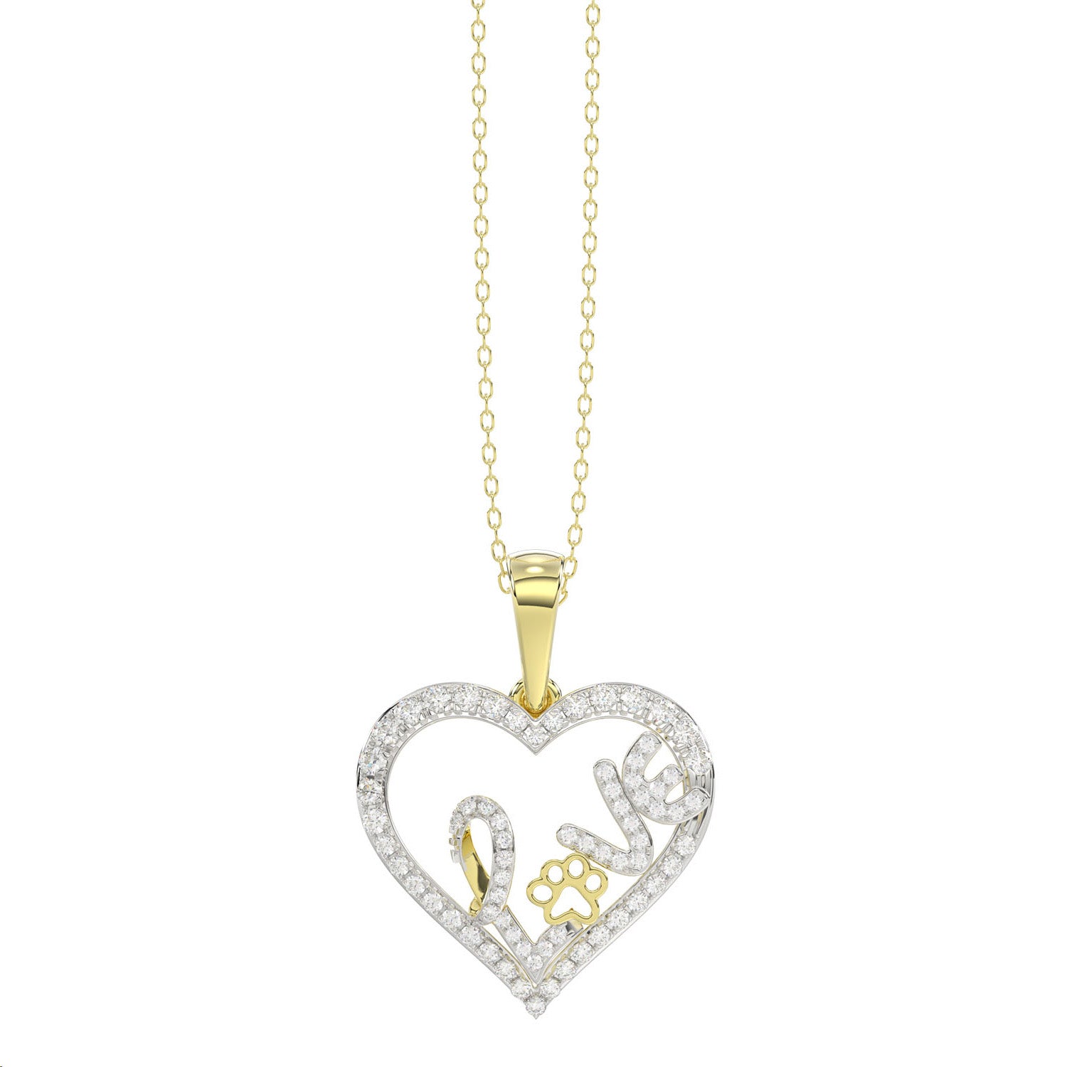 LADIES PENDANT WITH CHAIN 0.20CT ROUND DIAMOND 14K YELLOW GOLD