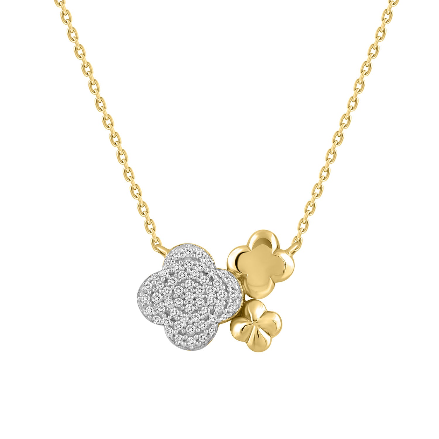 LADIES NECKLACE 0.13CT ROUND DIAMOND 14K YELLOW GOLD