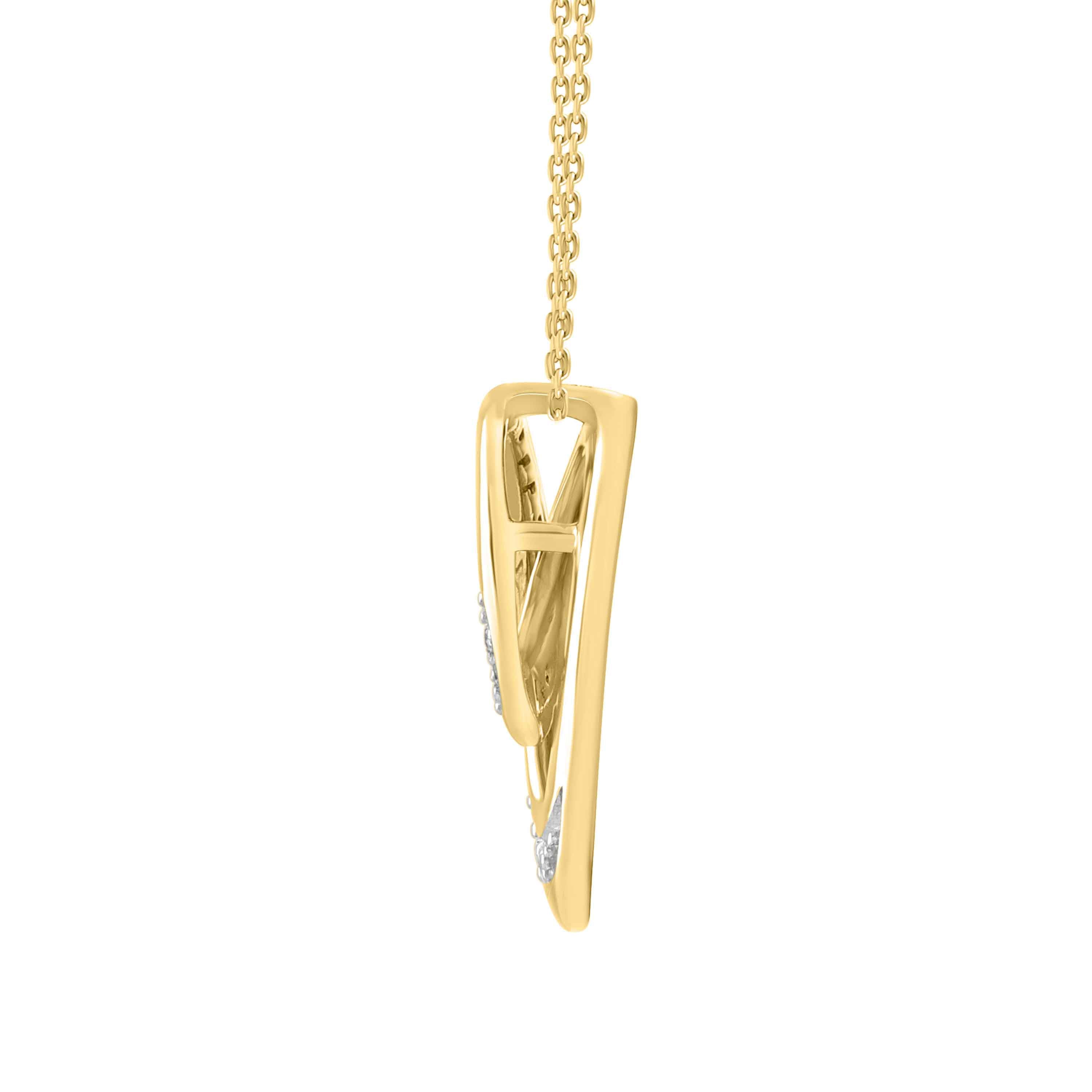 LADIES PENDANT WITH CHAIN 0.16CT ROUND DIAMOND 14K YELLOW GOLD