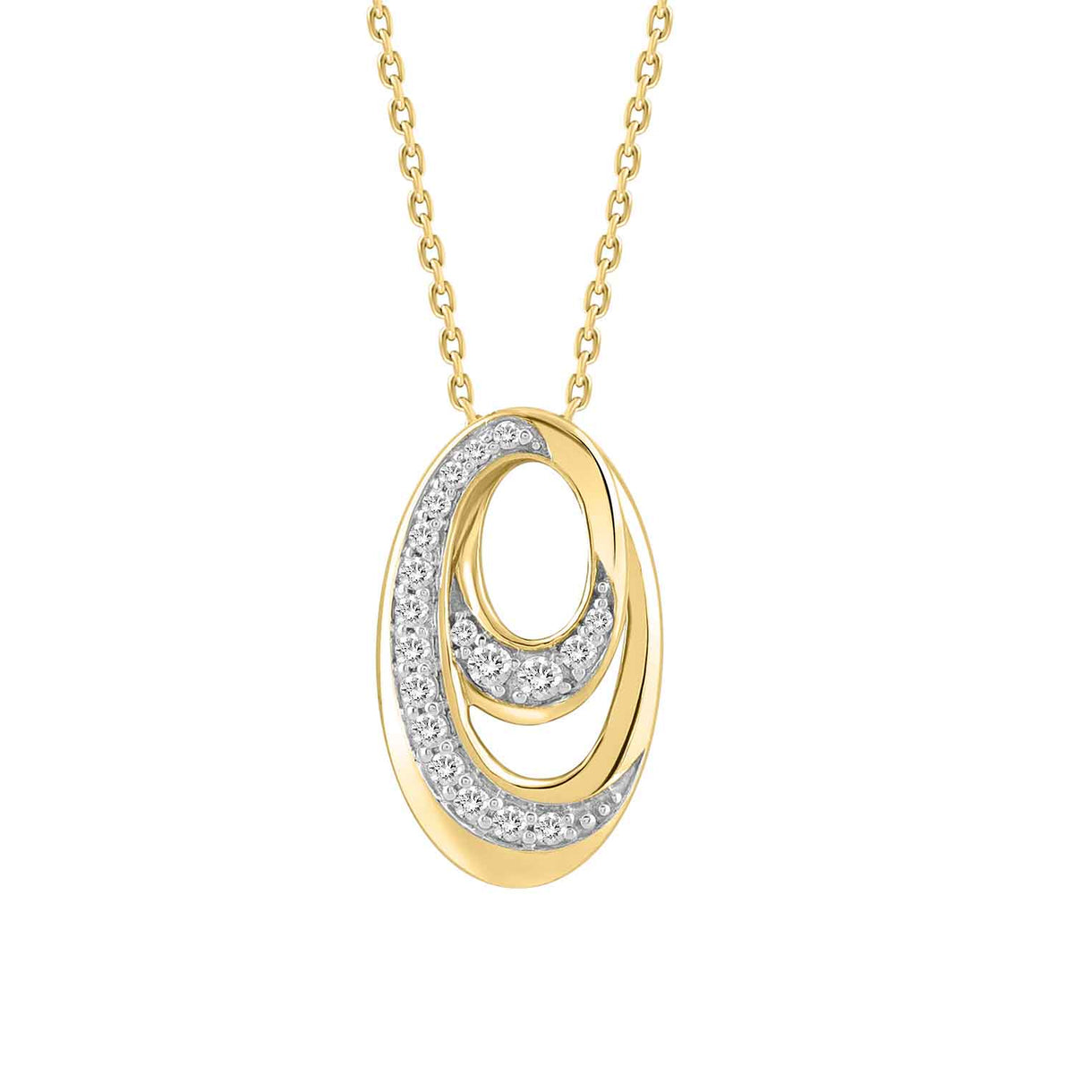LADIES PENDANT WITH CHAIN 0.16CT ROUND DIAMOND 14K YELLOW GOLD