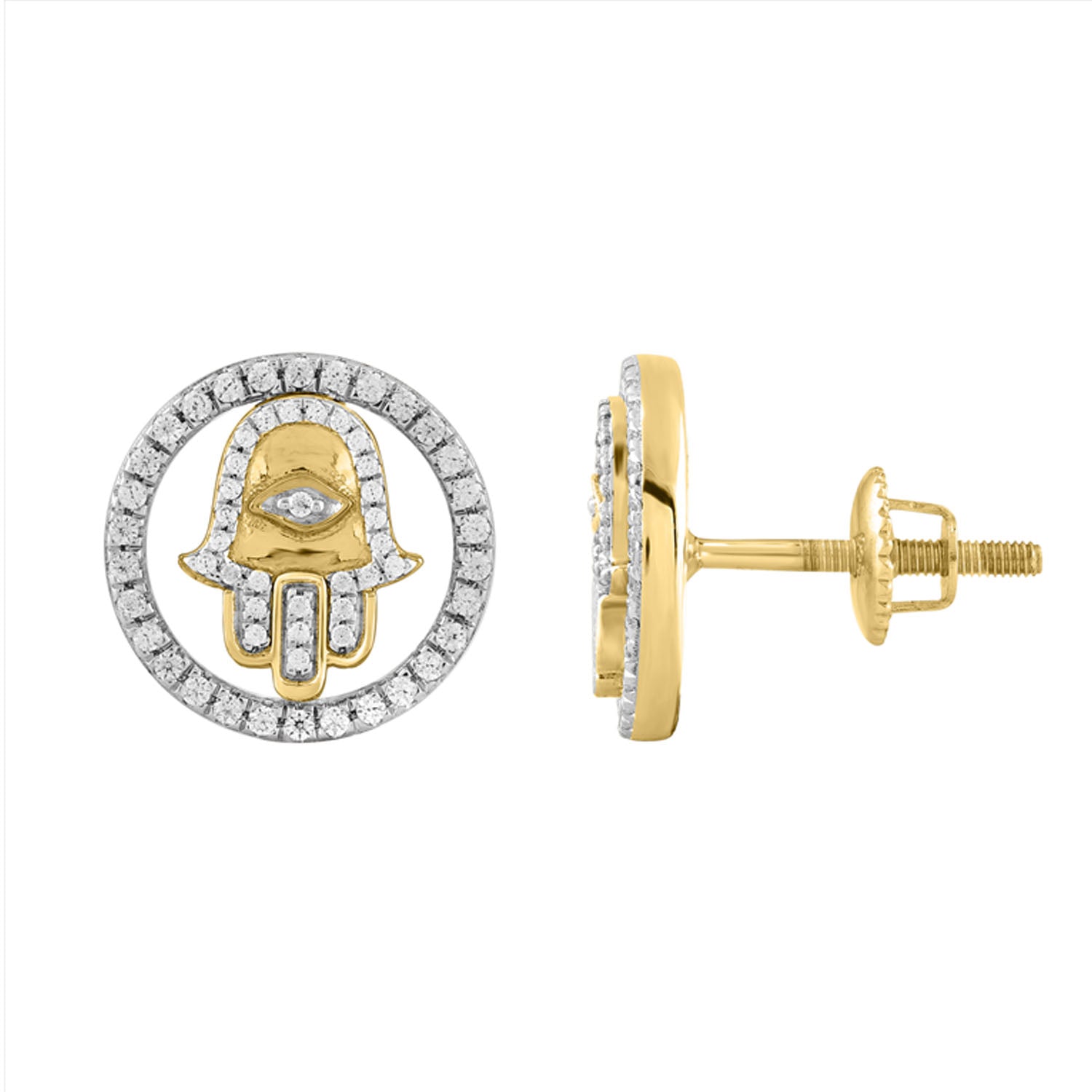 LADIES EARRING 0.25CT ROUND DIAMOND 10K YELLOW GOLD