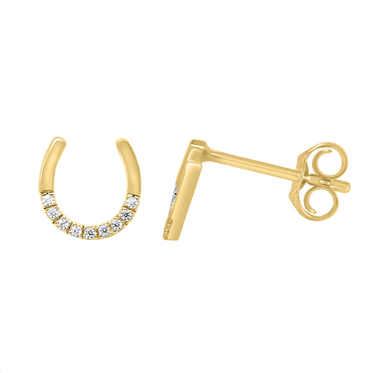 LADIES EARRING 0.05CT ROUND DIAMOND 14K YELLOW GOLD