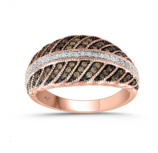 LADIES RING 0.50CT DARK BROWN/BLUE DIAMOND 14K ROSE GOLD