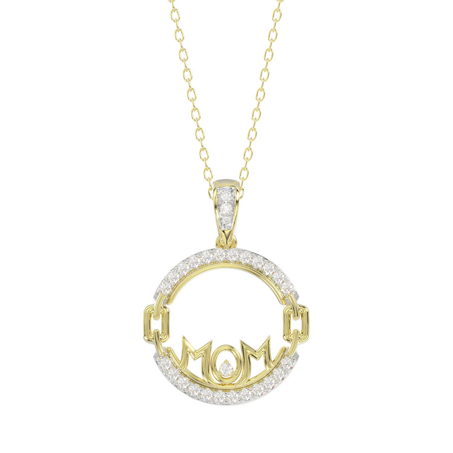 LADIES PENDANT WITH CHAIN 0.25CT ROUND DIAMOND 14K YELLOW GOLD