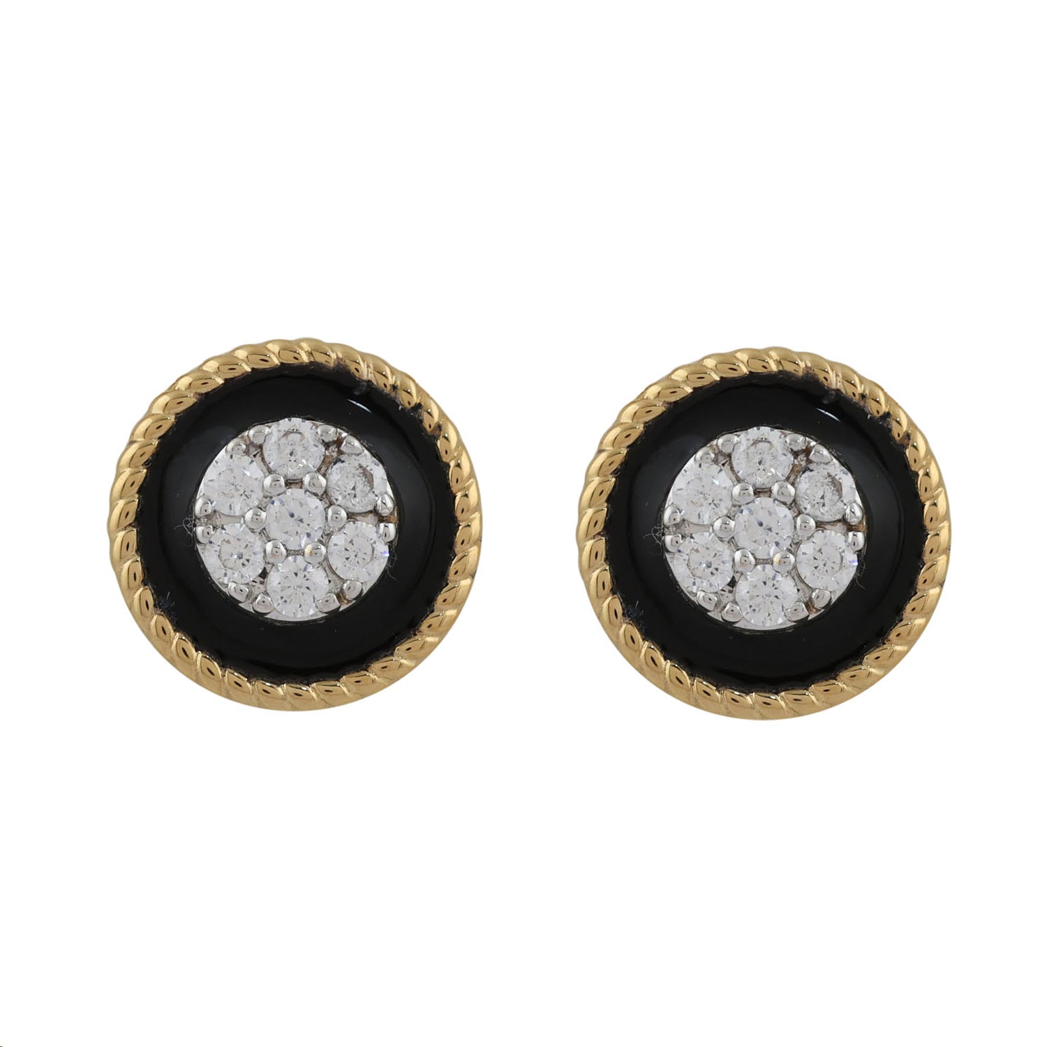 LADIES EARRINGS 0.25CT ROUND DIAMOND 14K YELLOW GOLD