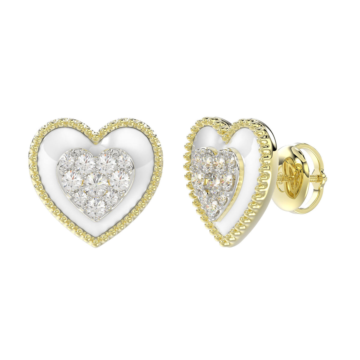 LADIES EARRINGS 0.33CT ROUND DIAMOND 14K YELLOW GOLD