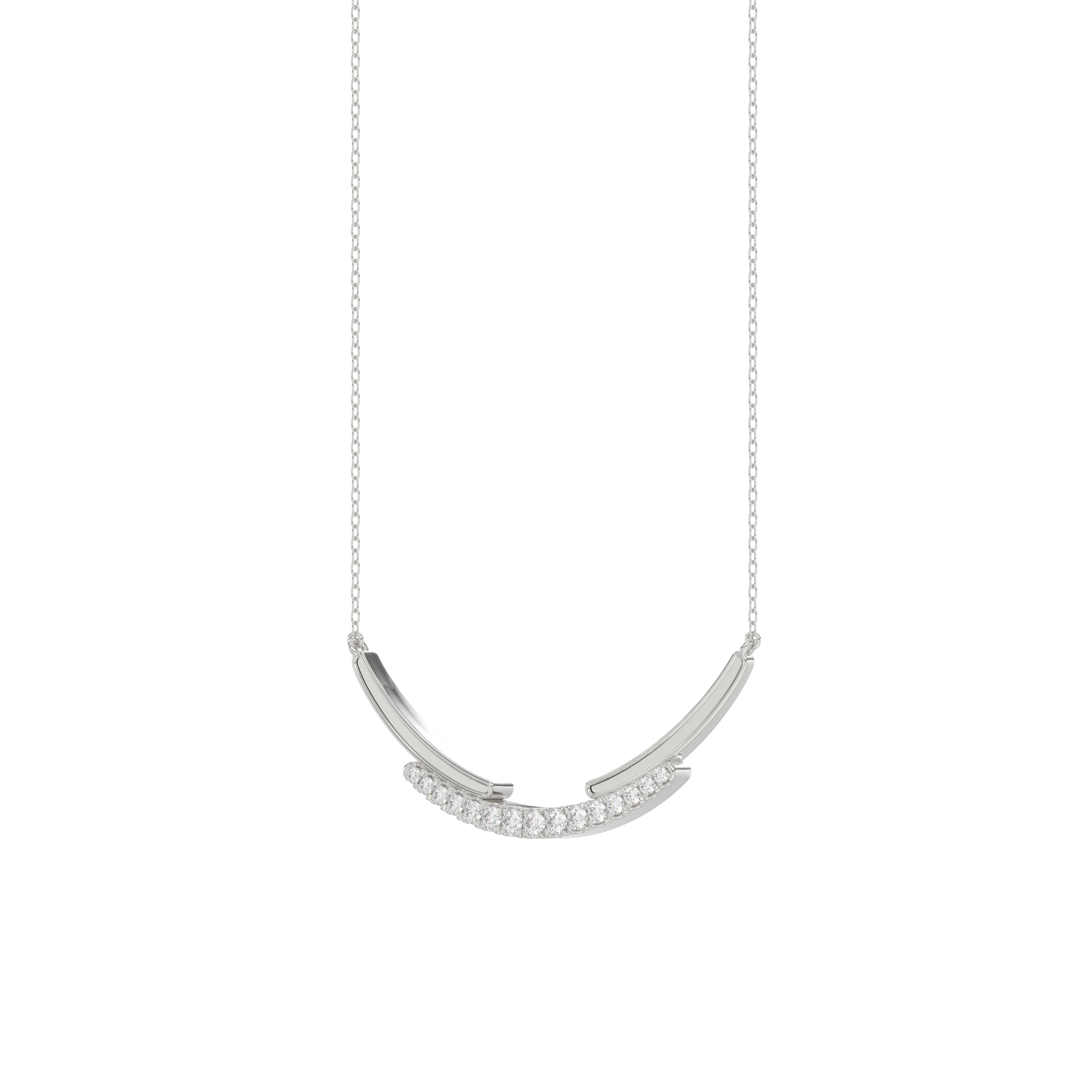 LADIES NECKLACE 0.25CT ROUND DIAMOND 14K WHITE GOLD