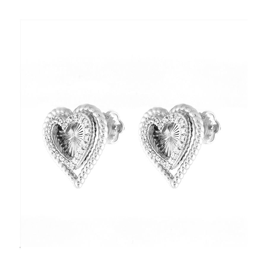 LADIES EARRINGS 0.16CT ROUND DIAMOND 14K WHITE GOLD