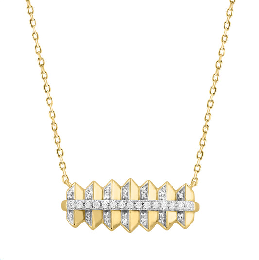 LADIES NECKLACE 0.16CT ROUND DIAMOND 14K YELLOW GOLD