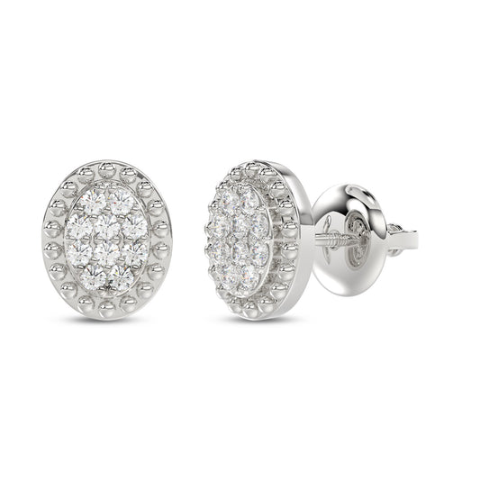 Sterling Silver Ladies 0.20CT Round Diamond Cluster Fashion Earrings