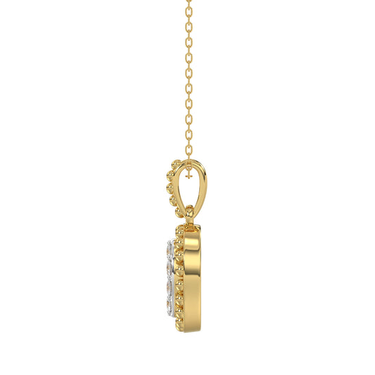 LADIES PENDANT WITH CHAIN 0.10CT ROUND DIAMOND 14K YELLOW GOLD