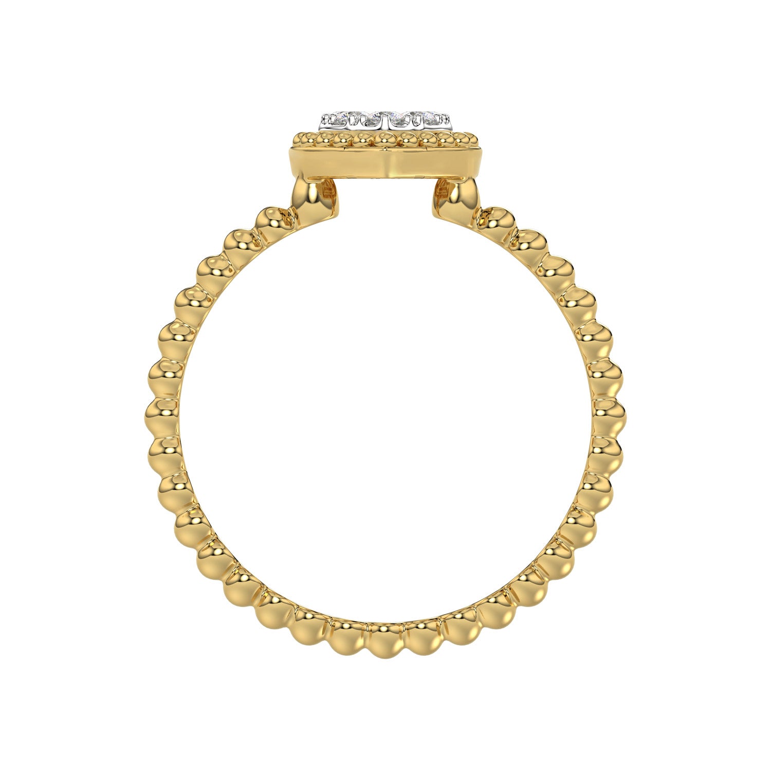 Ladies Halo Ring 0.10Ct Heart Shape Round Diamond 10K Yellow Gold