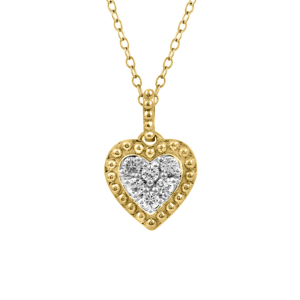 LADIES PENDANT WITH CHAIN 0.10CT ROUND DIAMOND 14K YELLOW GOLD