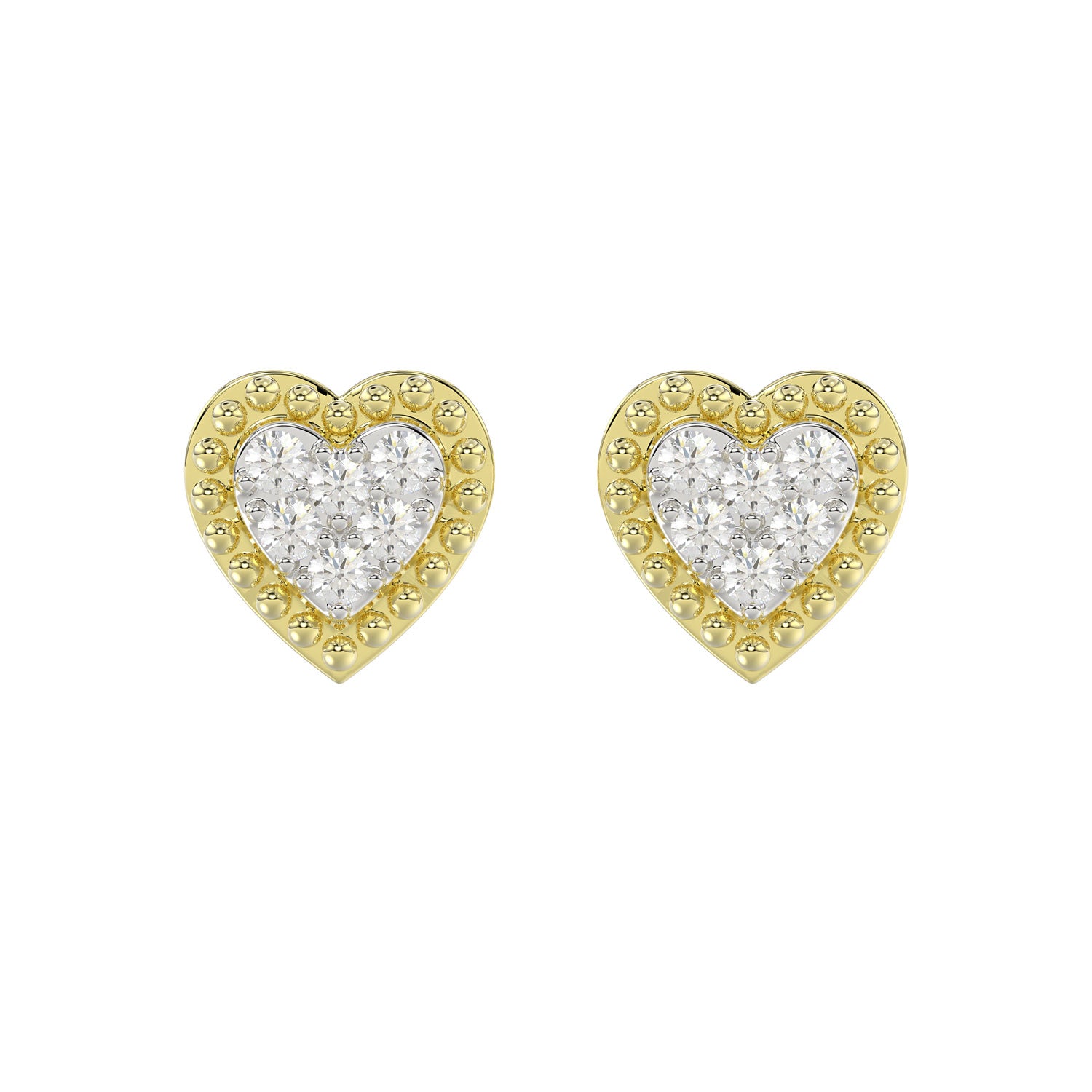 LADIES EARRINGS 0.20CT ROUND DIAMOND 14K YELLOW GOLD