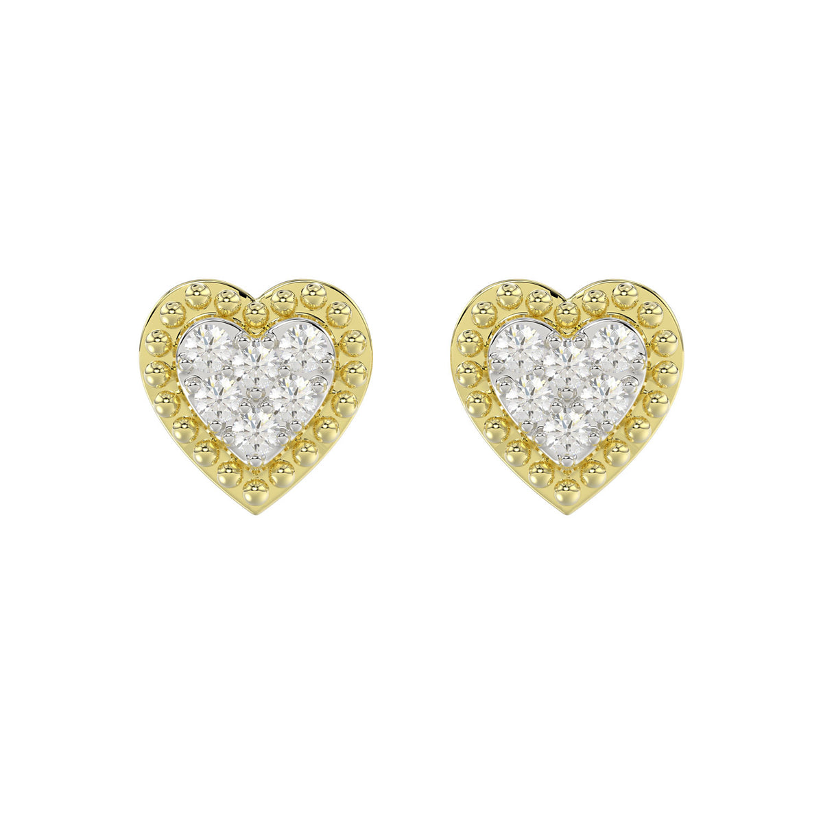 LADIES EARRINGS 0.20CT ROUND DIAMOND 14K YELLOW GOLD