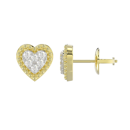 LADIES EARRINGS 0.20CT ROUND DIAMOND 14K YELLOW GOLD