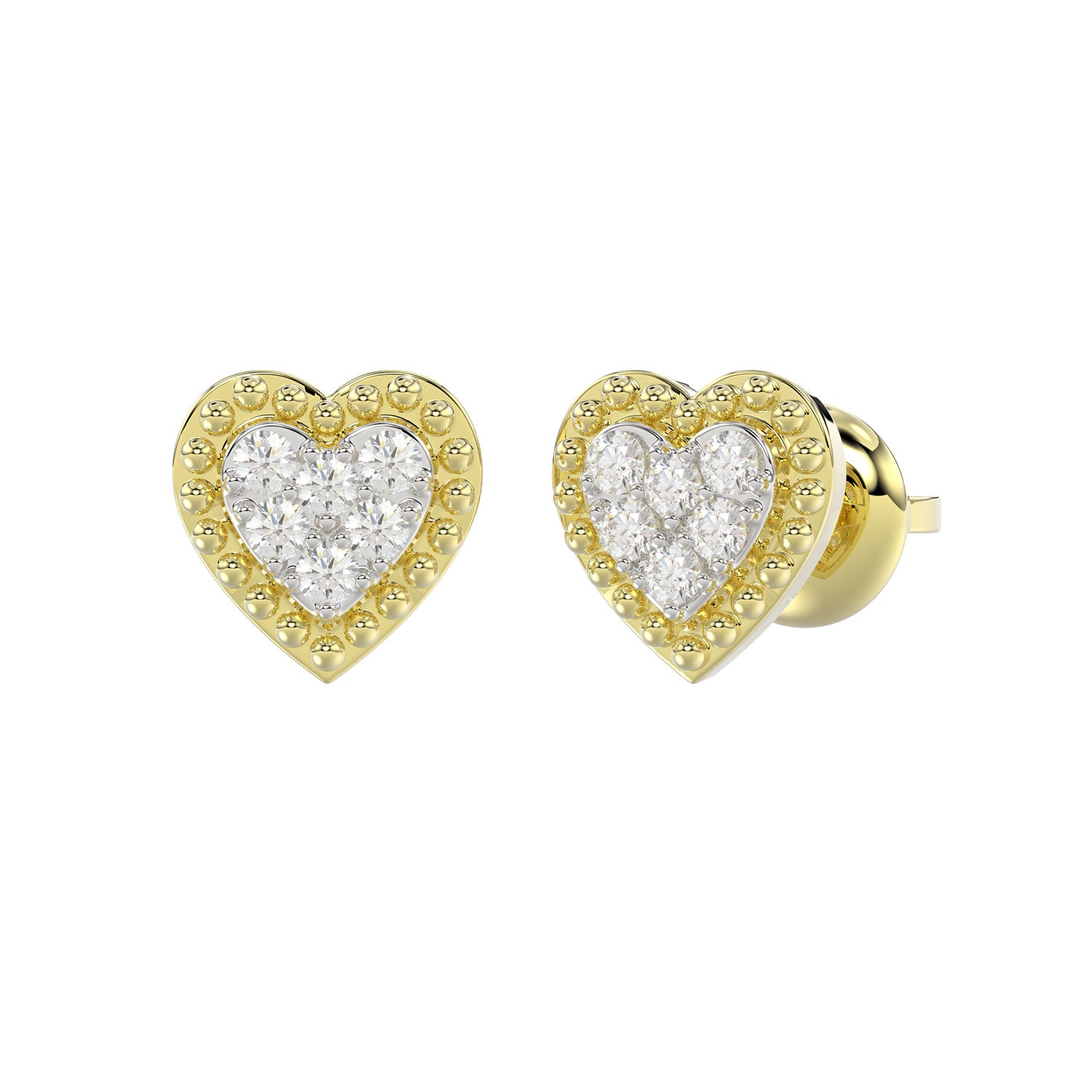 LADIES EARRINGS 0.20CT ROUND DIAMOND 14K YELLOW GOLD