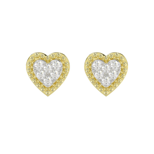 LADIES EARRINGS 0.20CT ROUND DIAMOND 14K YELLOW GOLD
