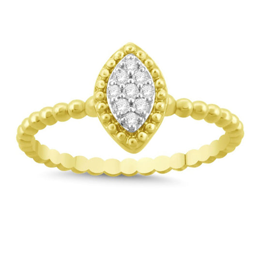 Elegant 10K Yellow Gold 0.10CT Round Diamond Halo Ring For Women